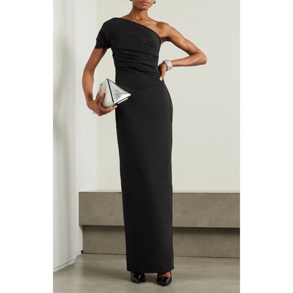 NWT 16Arlington Reatta One Shoulder Gathered Crepe Gown Sz US 8 UK 12 - Picture 1 of 13